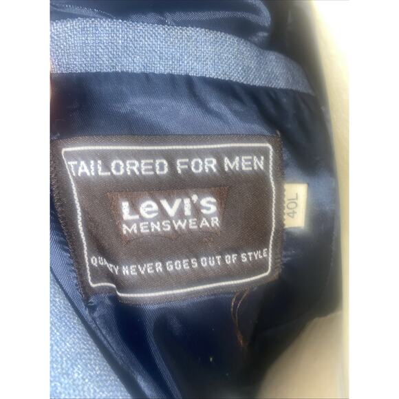 Vintage 2 Piece Levi’s Menswear Action Suit Blue Jacket Sport Coat Pants 40L - Picture 4 of 12